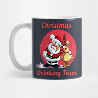 Drinking Christmas Team Cute Cartoon Santa With Deer Gift T-Shirt Mug